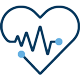 Icon of a heart with a heartrate showing across it