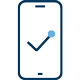 Icon of a mobile phone with a checkmark on it