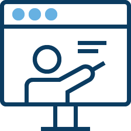 Icon of a person presenting on a computer