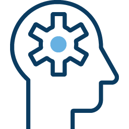 Icon of a gear in a head