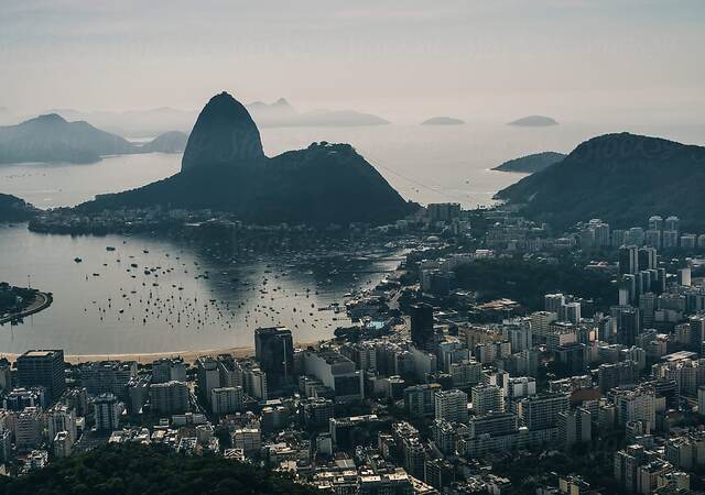 Overhead view of a Brazilian city bay