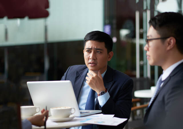 Two people having a discussion