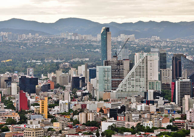 Overhead view of a Mexican city