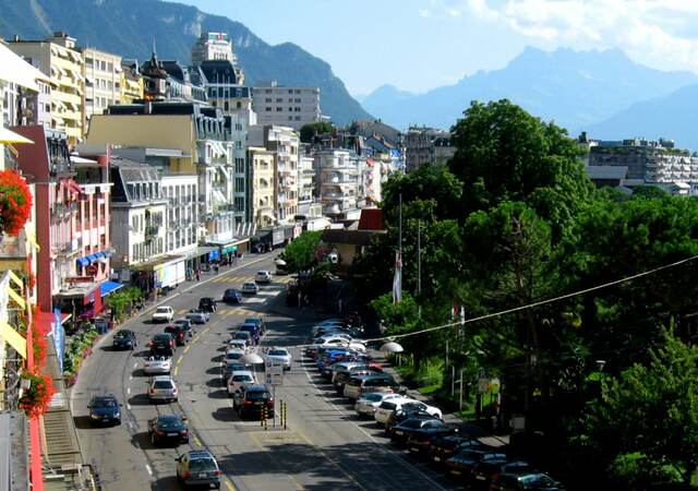 View of Swiss city streets during the day