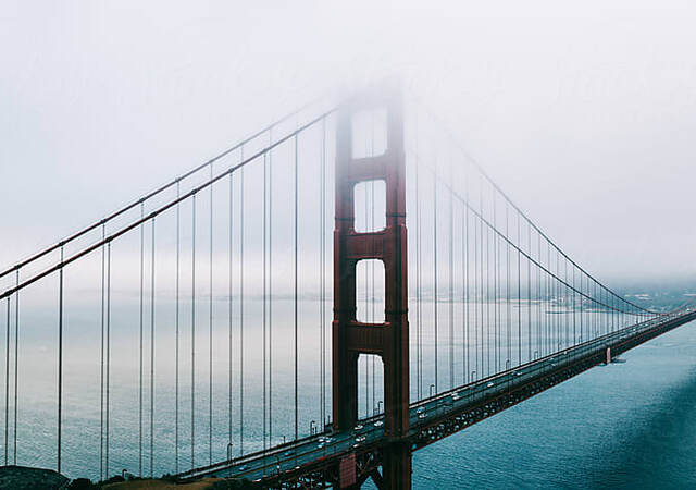 Foggy view of the San Francisco bridge