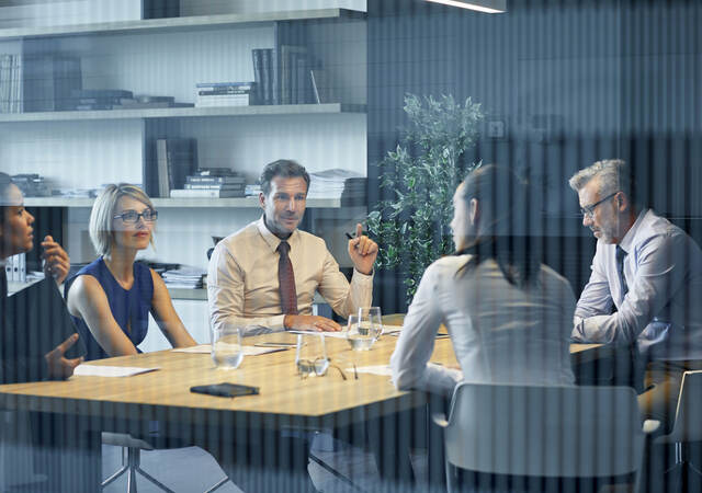 Business colleagues collaborating at a table