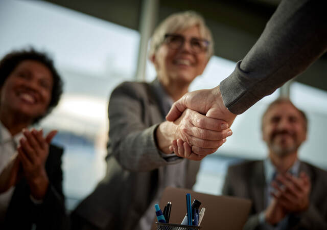 Business professionals shaking hands