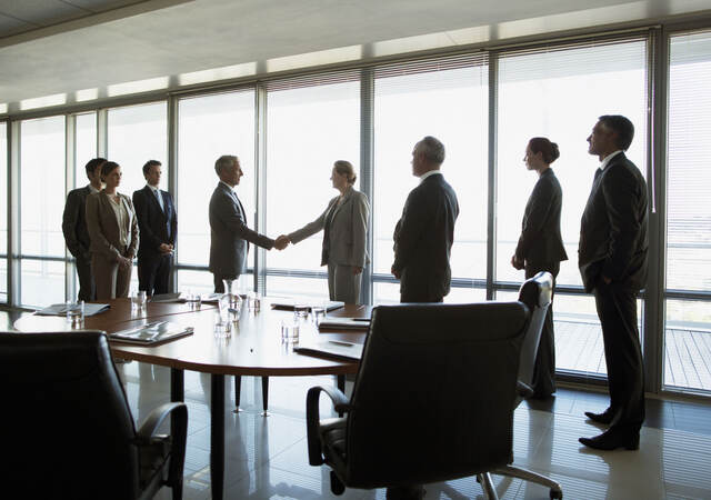 Group of business professionals meeting in a conference room