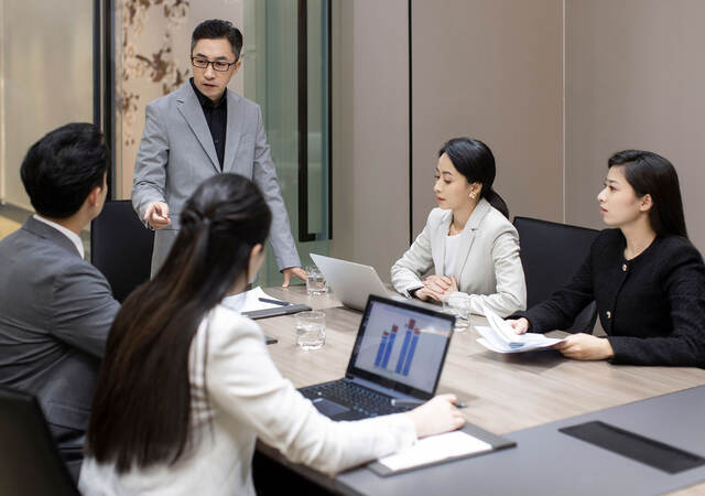 Group of business professionals having a meeting in a conference room