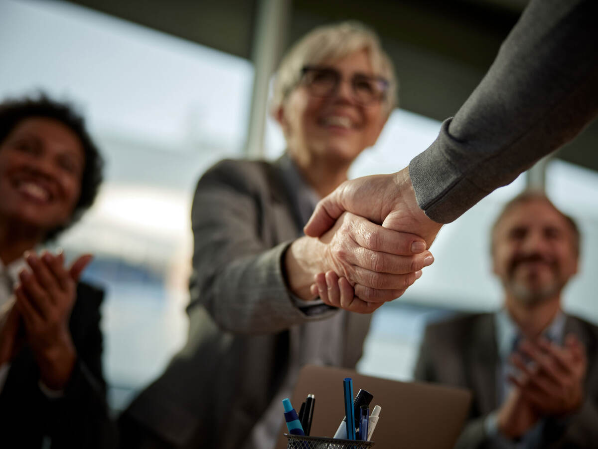 Business professionals shaking hands