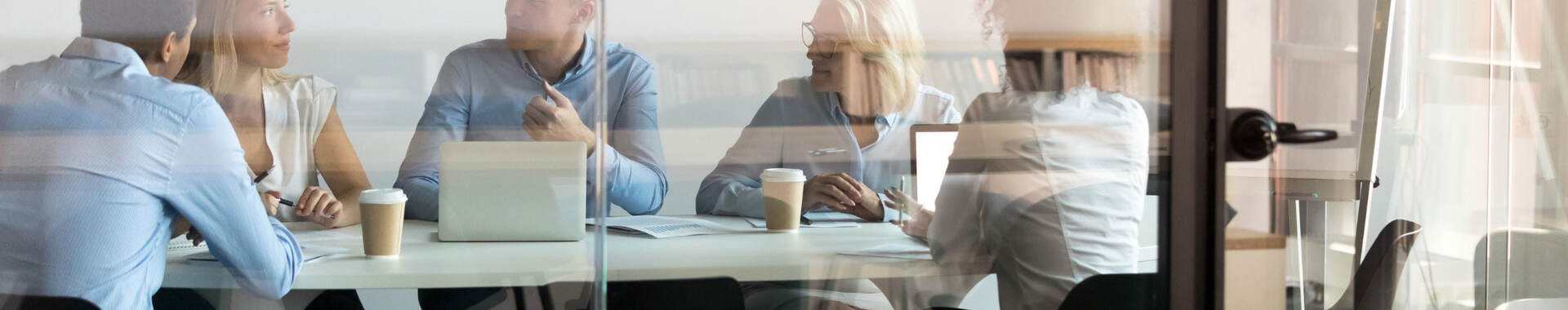 Coworkers attending meeting